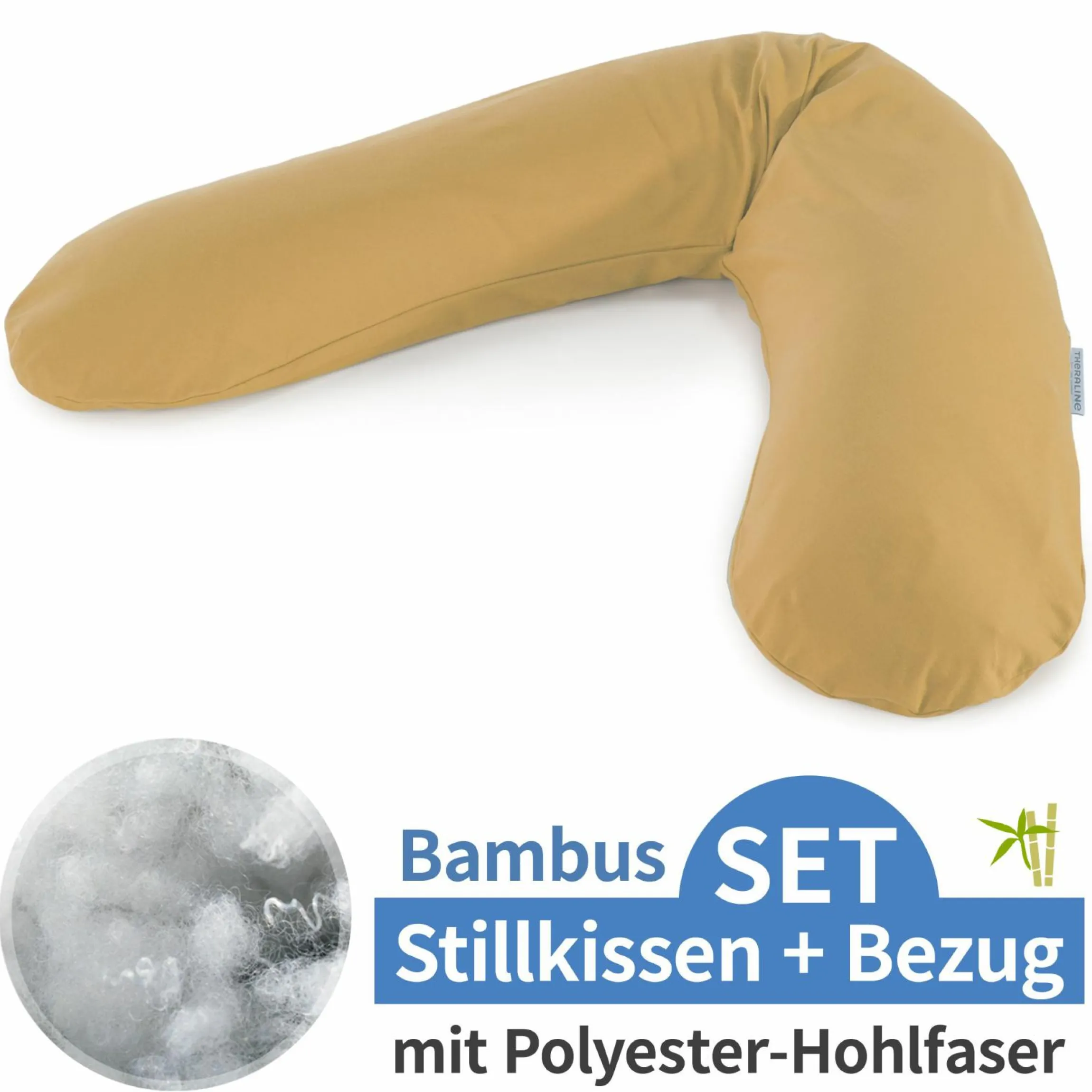 Stillkissen Das Original mit Polyesterhohlfaser-Füllung inkl. Bezug Bamboo 190 cm - Bernstein