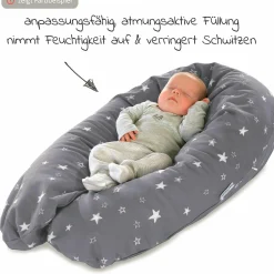 Stillkissen Das Original mit Dinkelspelz-Füllung inkl. Bezug Bamboo 190 cm - Melange Blau-Grau