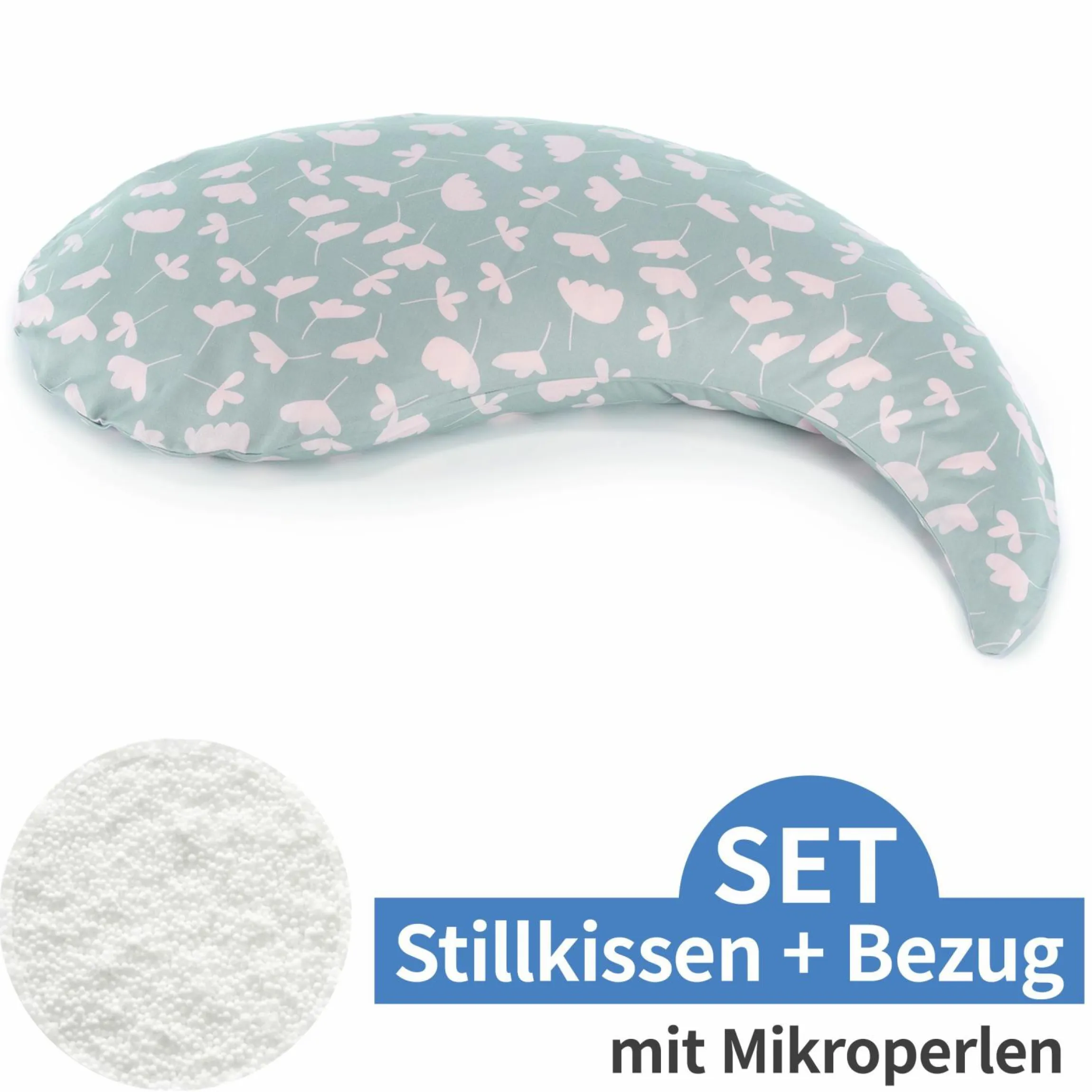 Stillkissen Das Yinnie mit Mikroperlen-Füllung inkl. Bezug 135 cm - Zarte Blüten