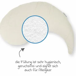 Stillkissen Das Yinnie mit feiner Perlen-Füllung inkl. Bezug Musselin 135 cm - Sandbeige