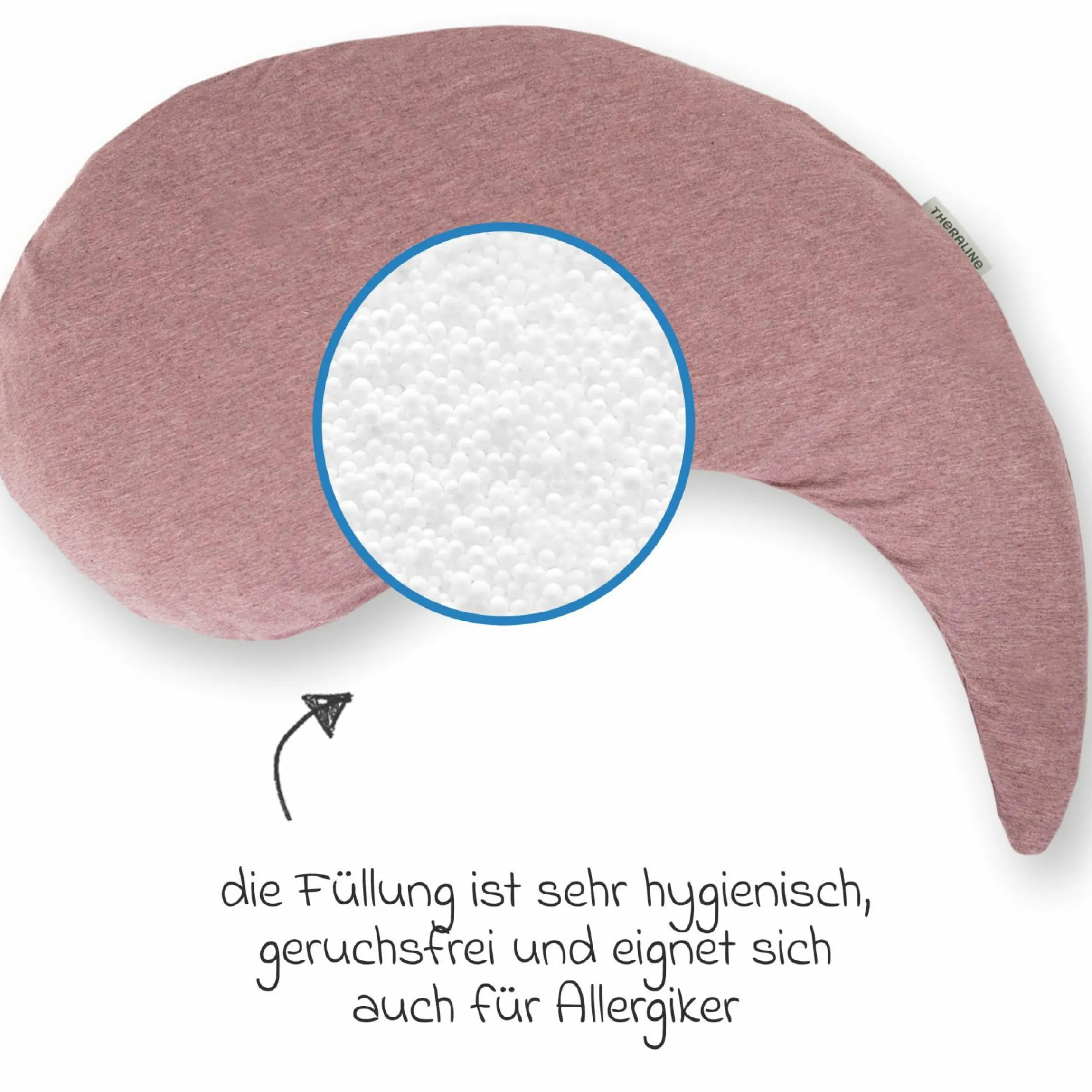Stillkissen Das Yinnie mit feiner Perlen-Füllung inkl. Bezug Bamboo 135 cm - Melange Rosenholz
