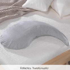 Stillkissen Das Yinnie mit Mikroperlen-Füllung inkl. Bezug 135 cm - Punkte - Grau