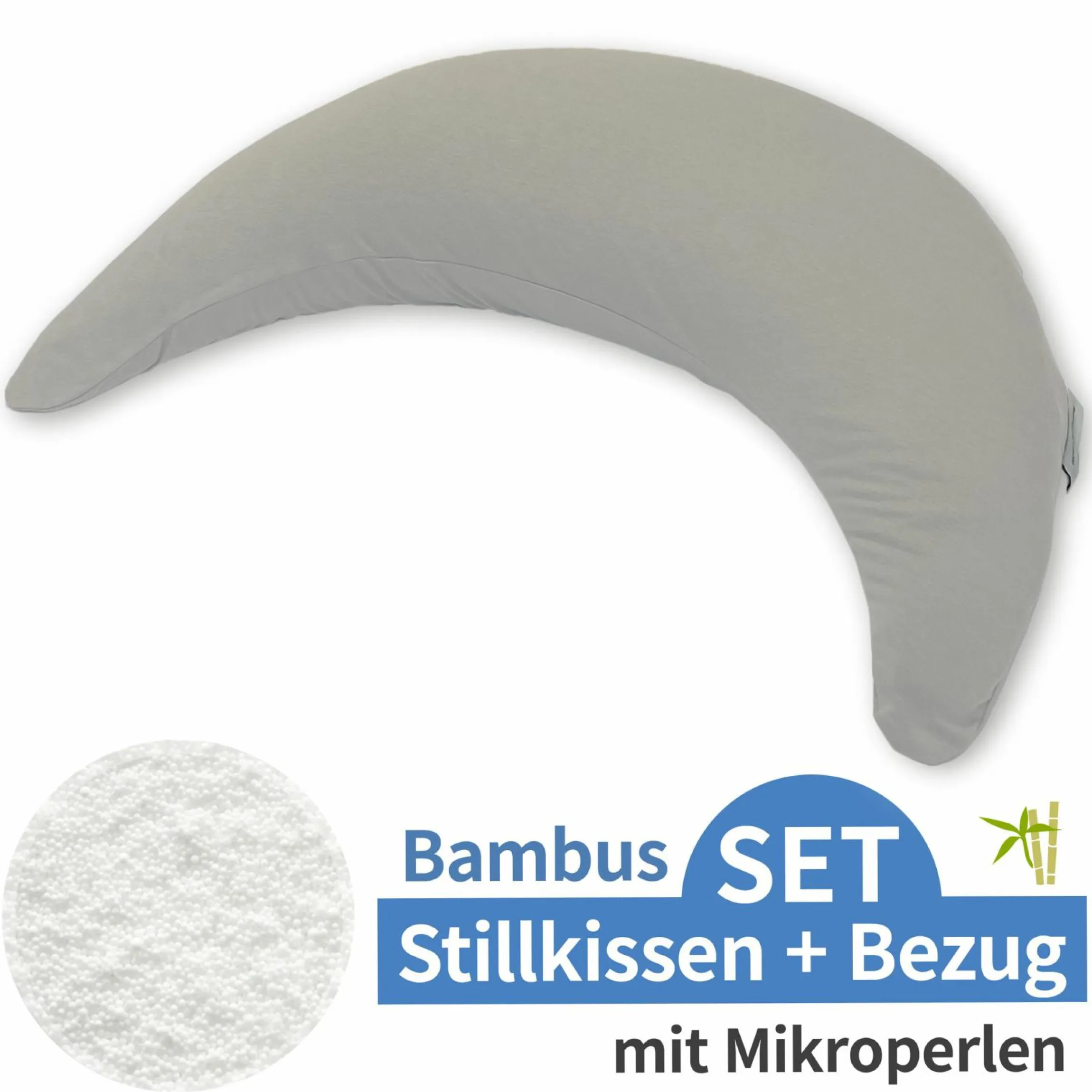 Stillkissen Der Bambusmond - mit Mikroperlen-Füllung inkl. Bezug Bamboo 140 cm - Lehmgrau