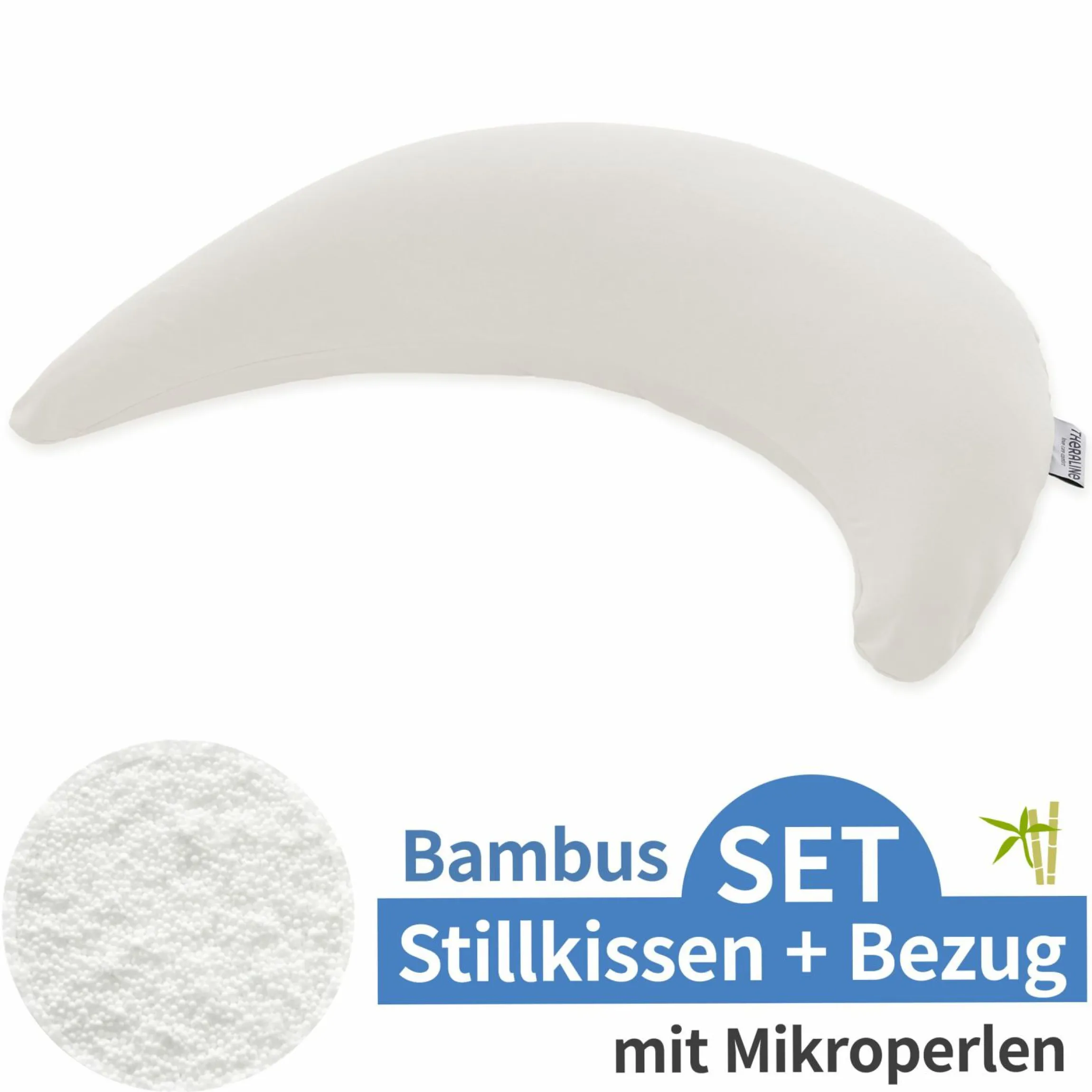 Stillkissen Der Bambusmond - mit Mikroperlen-Füllung inkl. Bezug Bamboo 140 cm - Kieselgrau