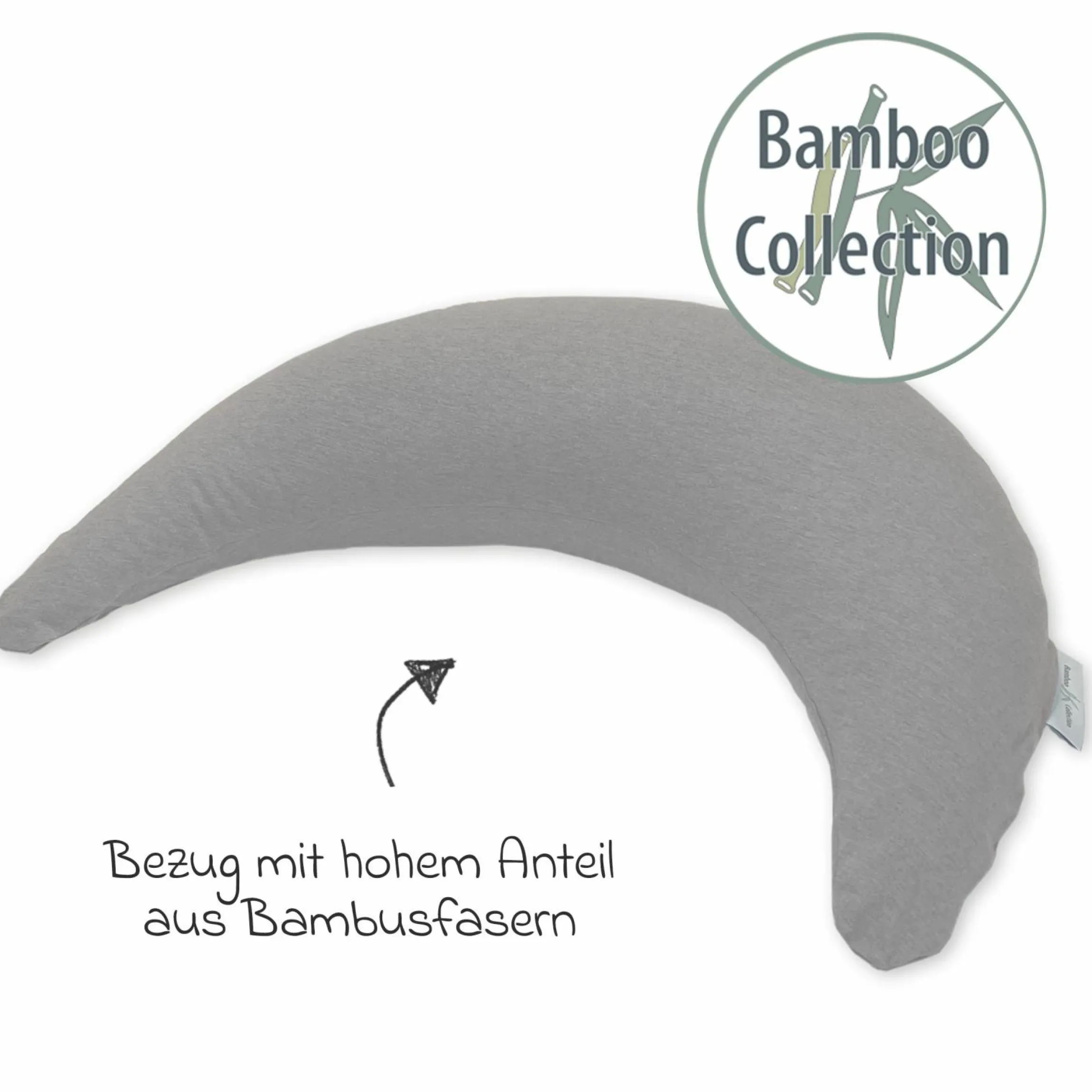 Stillkissen Der Bambusmond - mit Mikroperlen-Füllung inkl. Bezug Bamboo 140 cm - Melange Mittelgrau