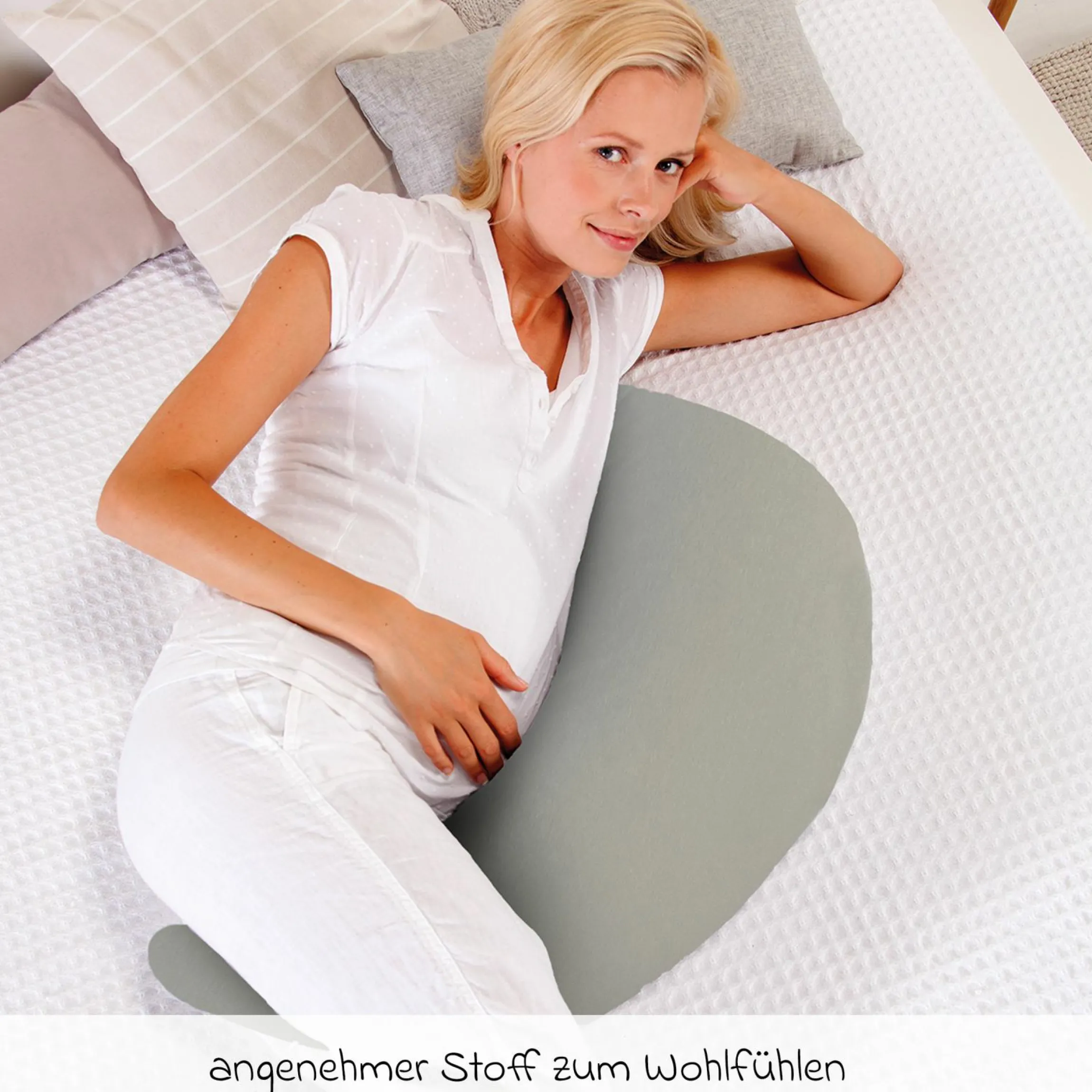 Stillkissen Der Bambusmond - mit Mikroperlen-Füllung inkl. Bezug Bamboo 140 cm - Melange Mittelgrau