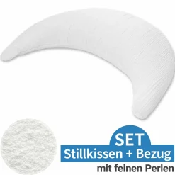 Stillkissen Der Musselinmond - mit feiner Perlen-Füllung inkl. Bezug 140 cm - Lichtgrau