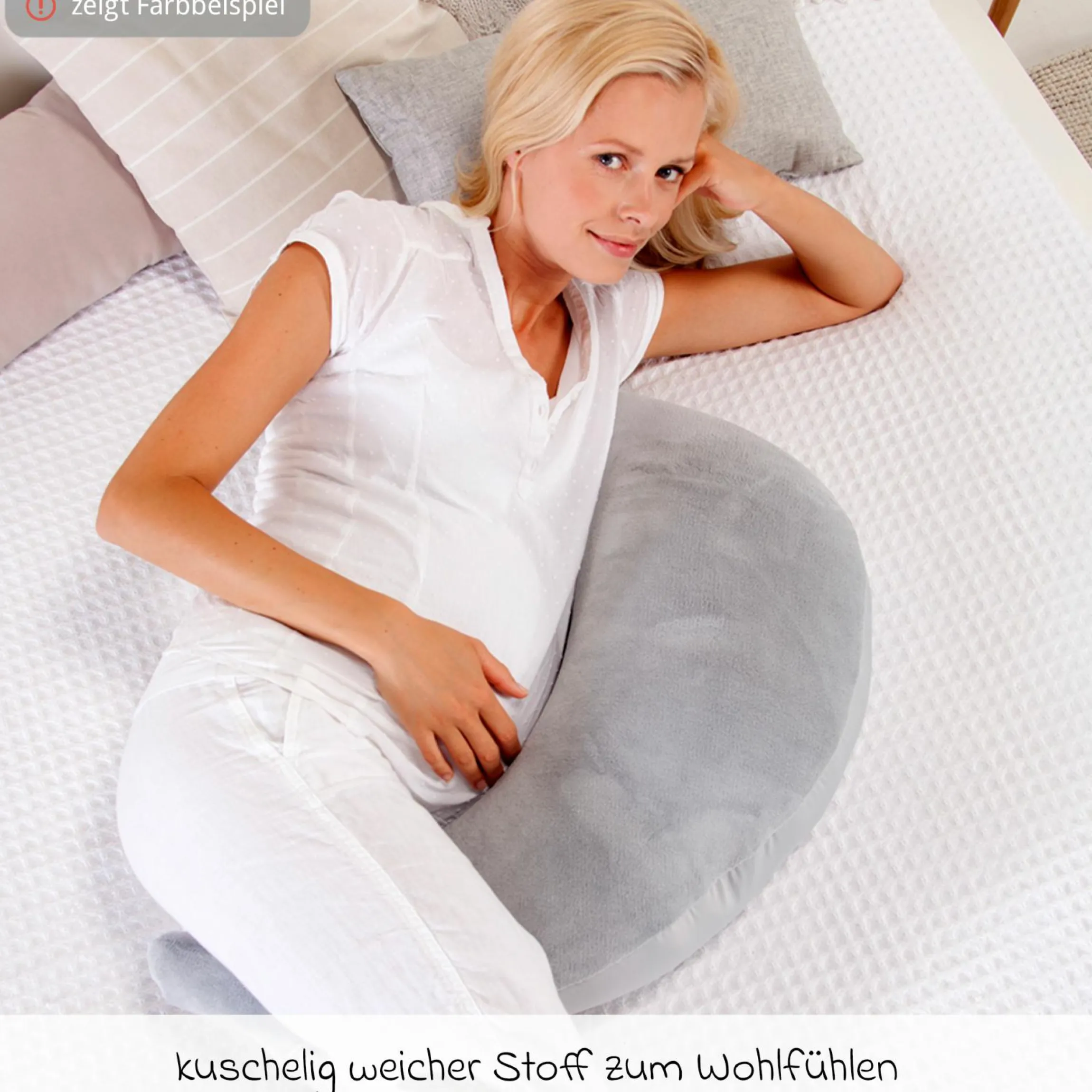 Stillkissen Der Plüschmond mit Mikroperlen-Füllung 140 cm - Creme