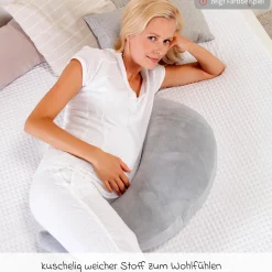 Stillkissen Der Plüschmond mit Mikroperlen-Füllung 140 cm - Puderrosa