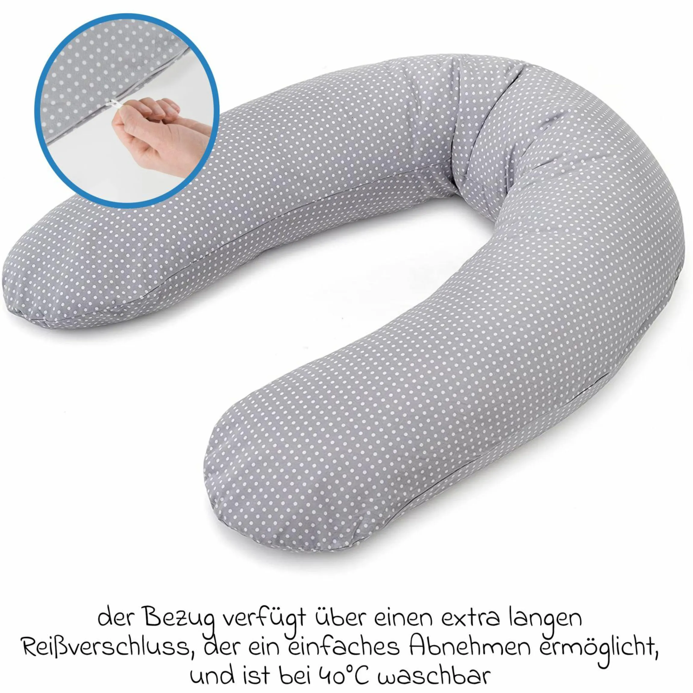 Stillkissen Dodo Premium by Theraline 180 cm - Polka Dots - Grau
