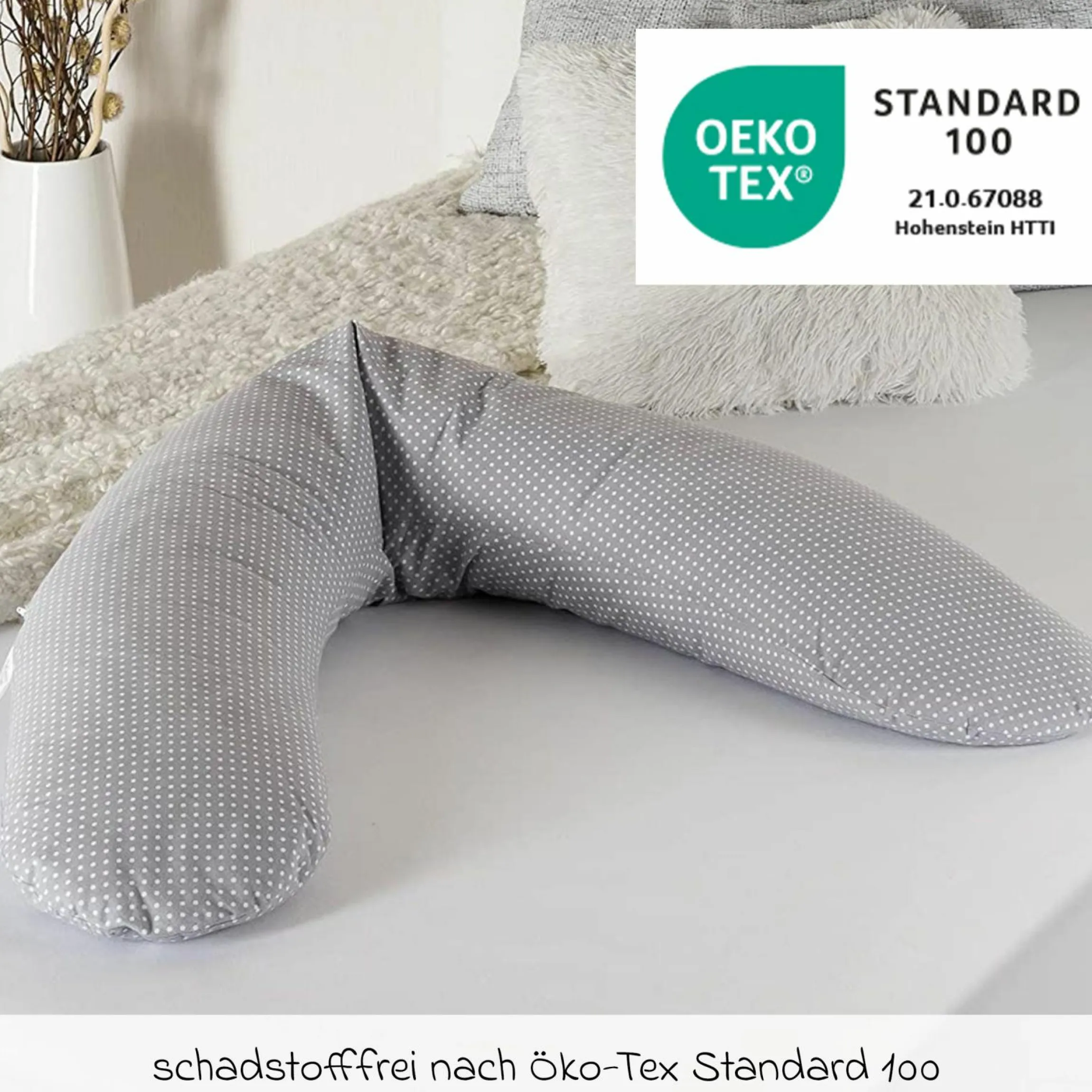 Stillkissen Dodo Premium by Theraline 180 cm - Polka Dots - Grau