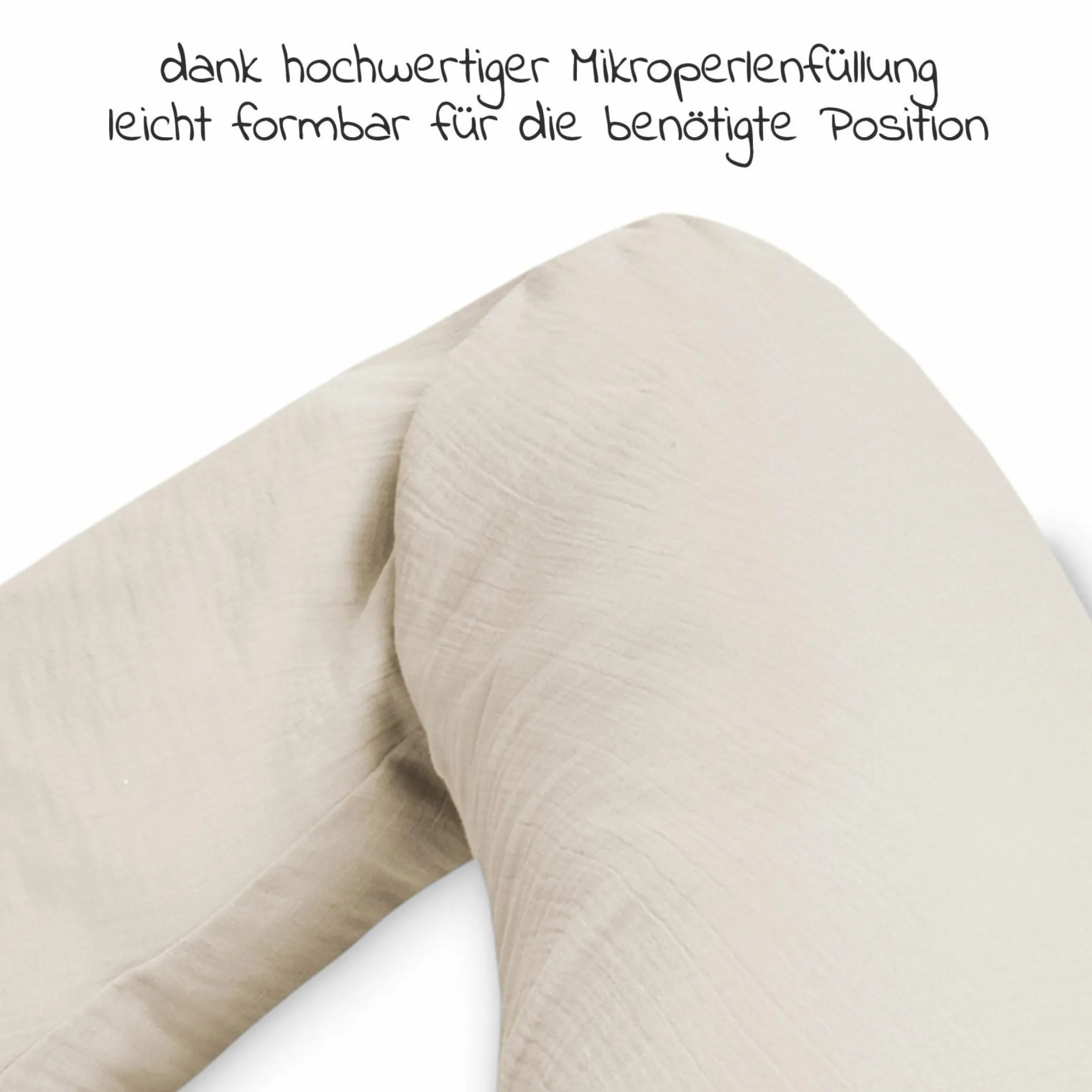 Stillkissen Mikroperlen-Füllung inkl. Bezug 190 cm - Musselin - Sand