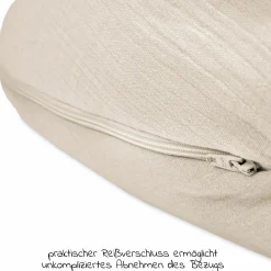 Stillkissen Mikroperlen-Füllung inkl. Bezug 190 cm - Musselin - Sand