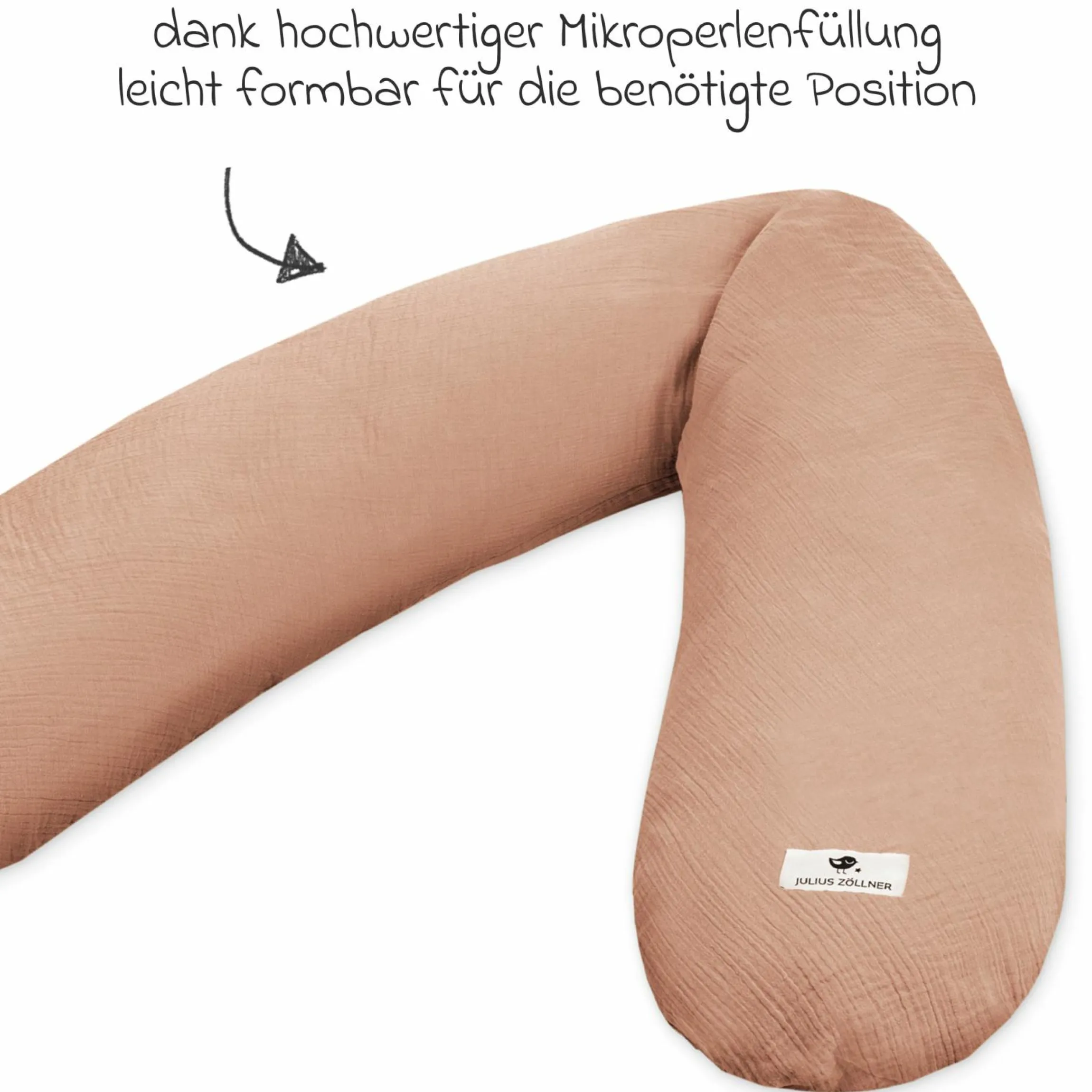 Stillkissen Mikroperlen-Füllung inkl. Bezug 190 cm - Musselin - Dune