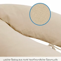 Stillkissen mit Mikroperlen-Füllung inkl. Bezug Musselin 190 cm - Sand-Beige