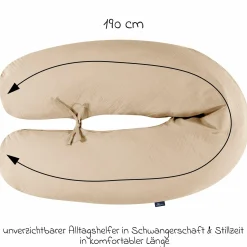 Stillkissen mit Mikroperlen-Füllung inkl. Bezug Musselin 190 cm - Sand-Beige