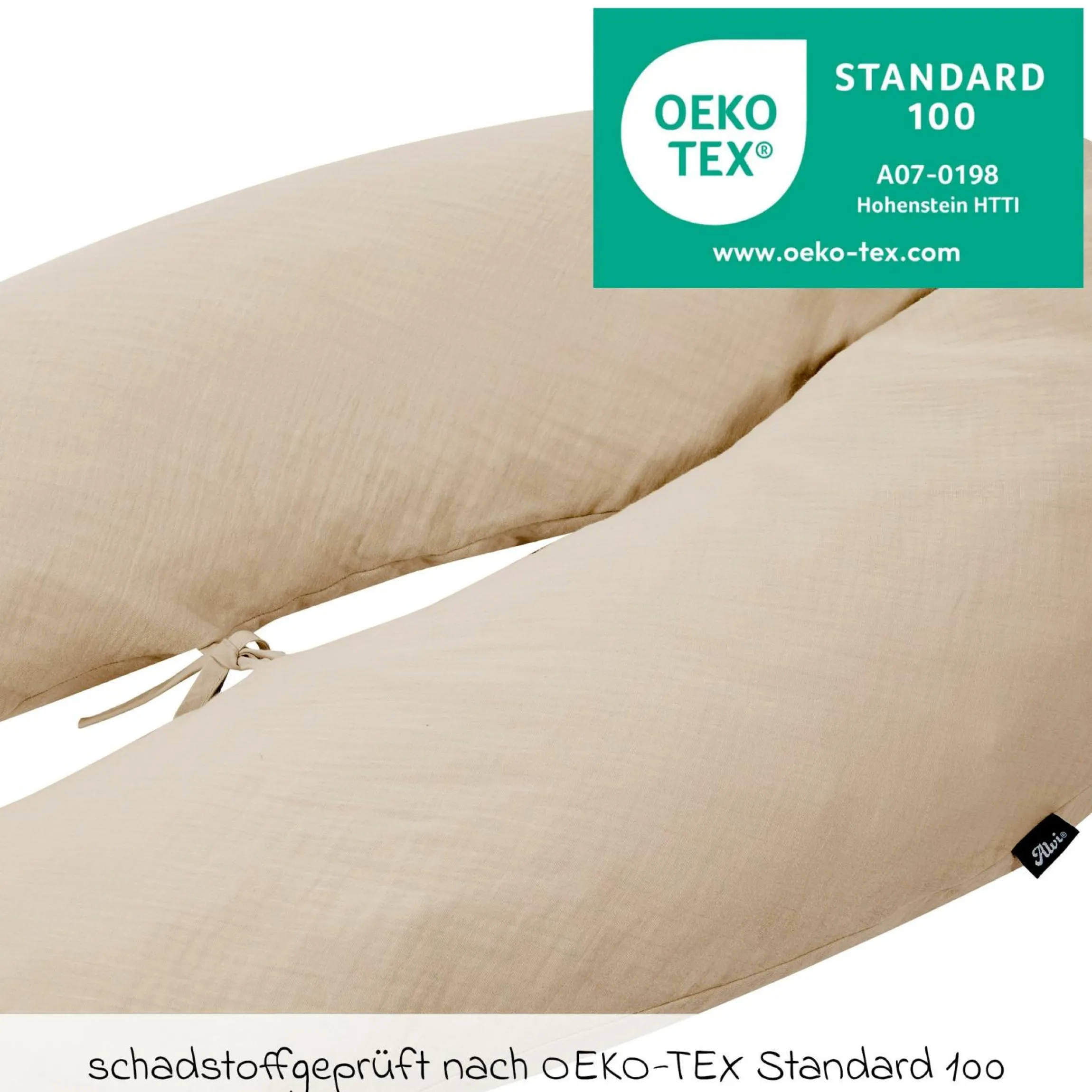 Stillkissen mit Mikroperlen-Füllung inkl. Bezug Musselin 190 cm - Sand-Beige