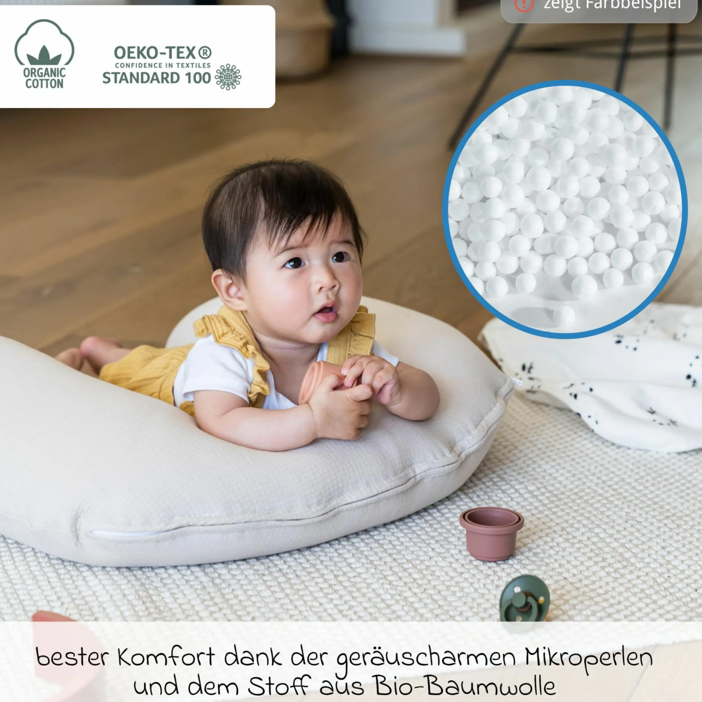 Stillkissen Softy - mit Mikroperlen-Füllung inkl. Organic Cotton Bezug 150 cm - Tetra Green