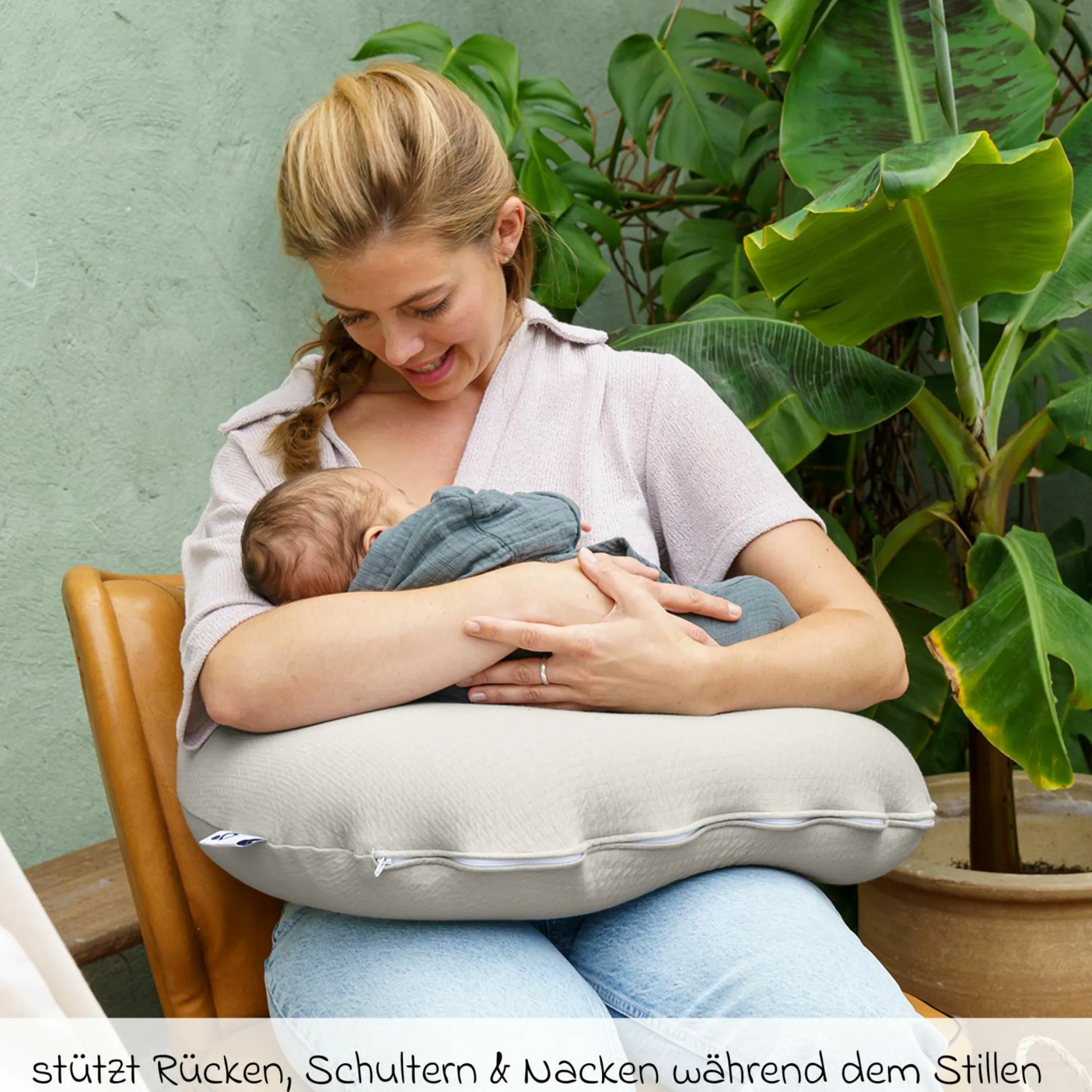 Stillkissen Softy - mit Mikroperlen-Füllung inkl. Organic Cotton Bezug 150 cm - Tetra Sand