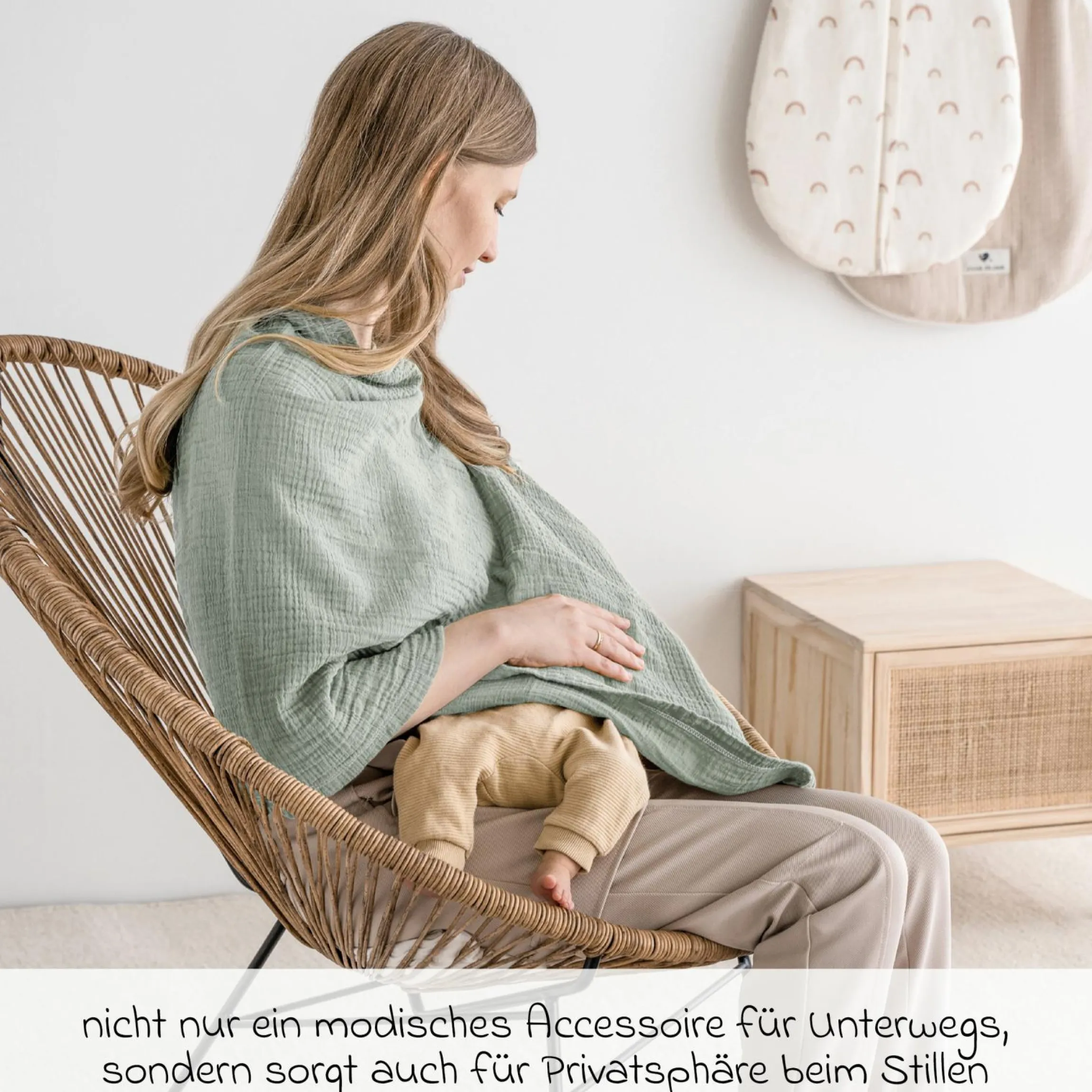 Stilltuch / Sichtschutz beim Stillen - Musselin - Grün