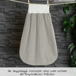 Strampelsack Baby - Weiß-Taupe