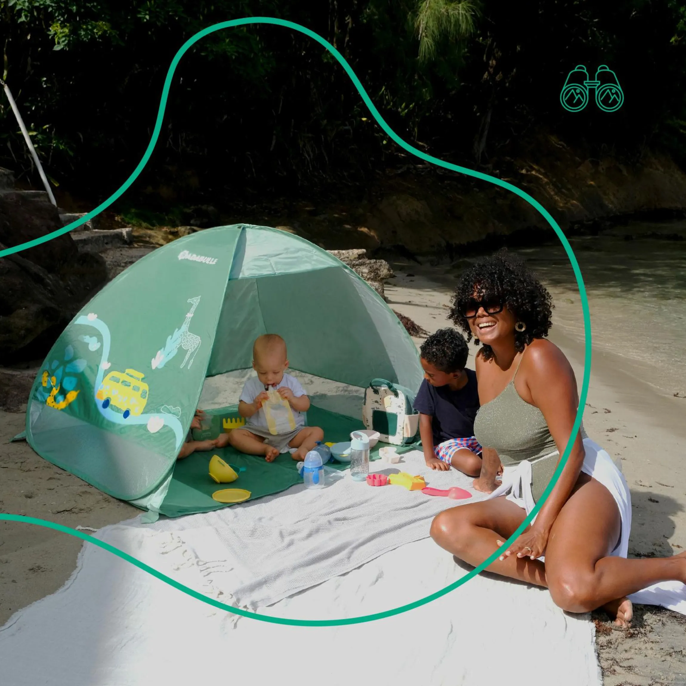 Strandmuschel mit UV-Schutz