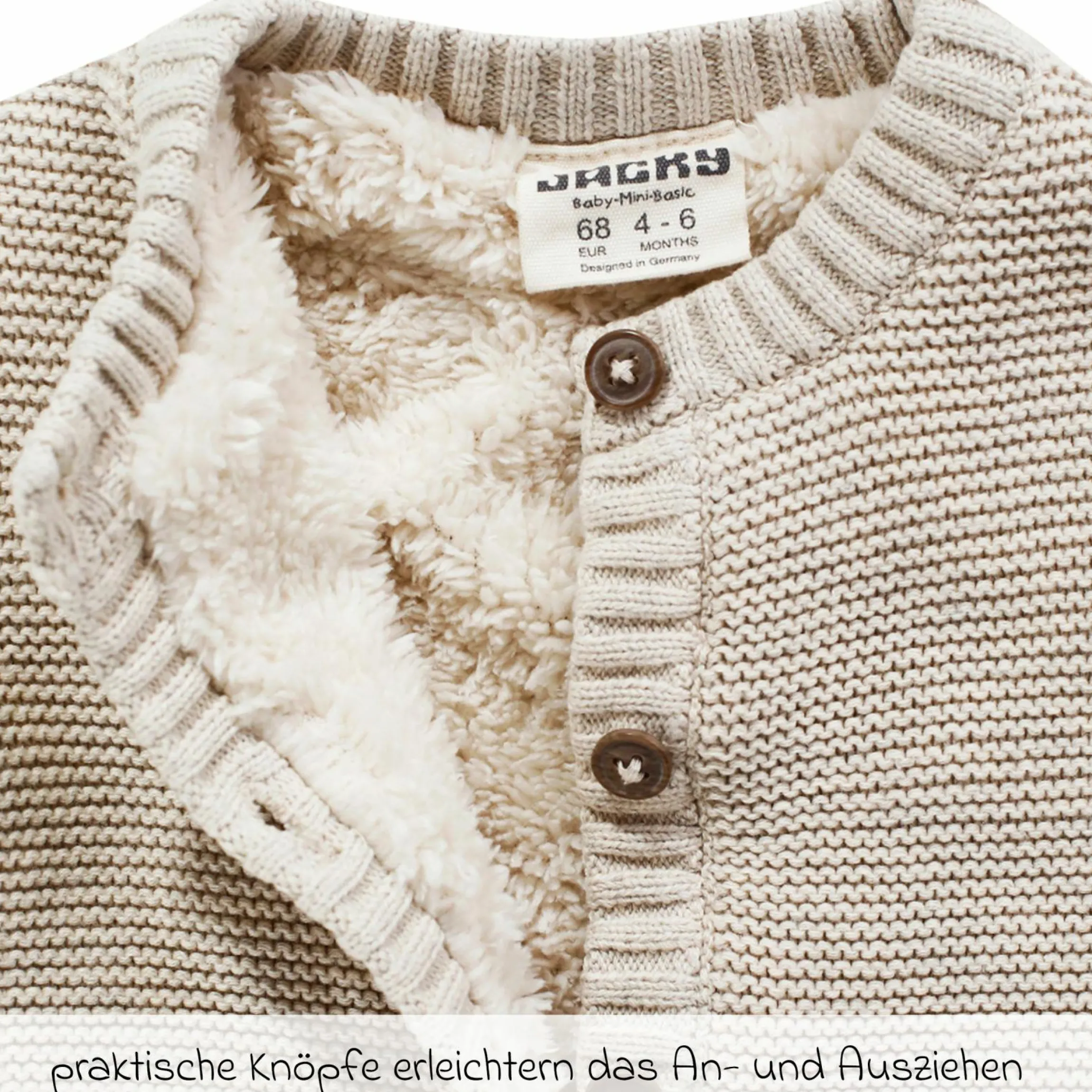 Strickjacke - Beige Melange - Gr. 68