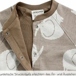 Strickjacke - Elefant Allover - Ringel Mokka - Gr. 62