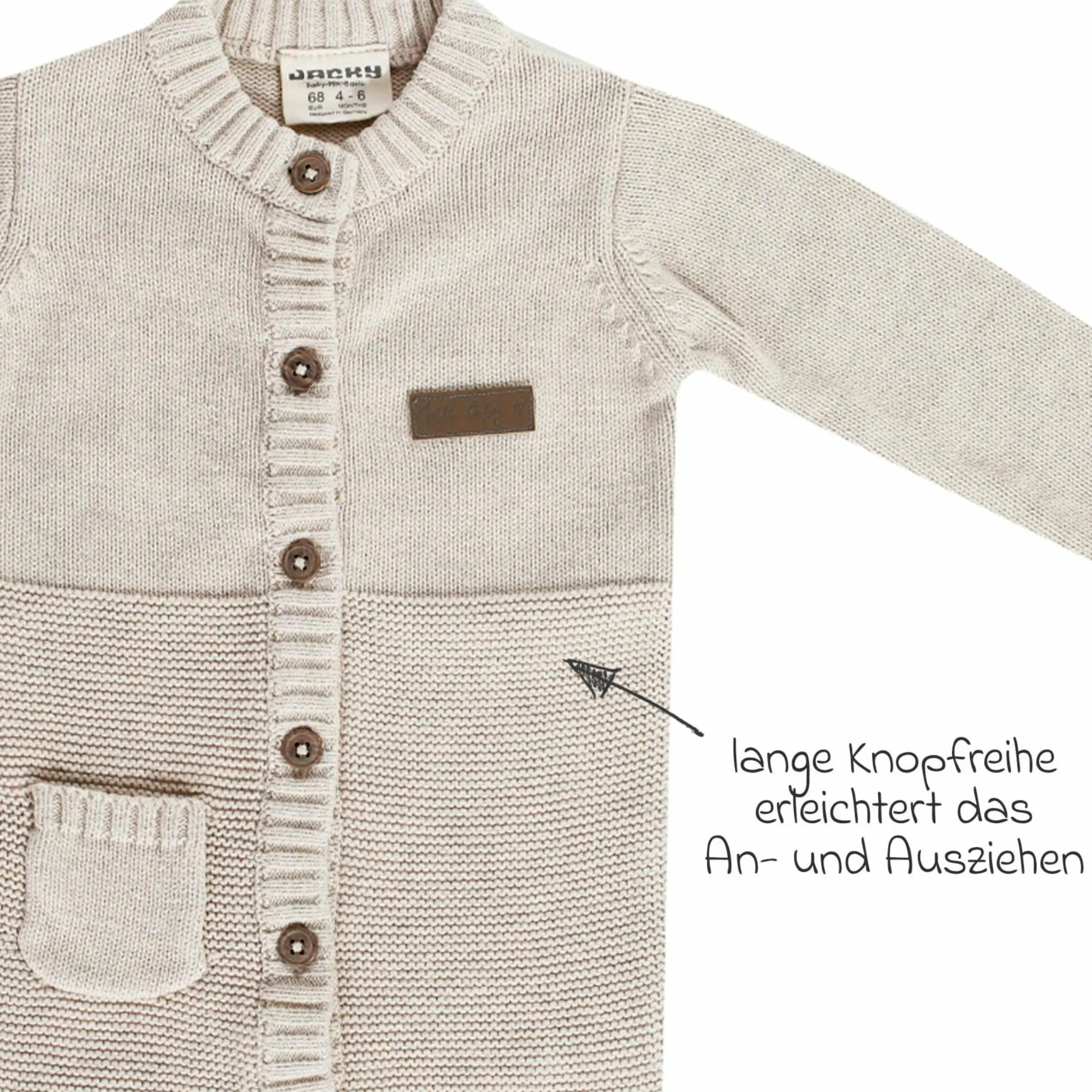 Strick-Overall - Beige Melange - Gr. 74