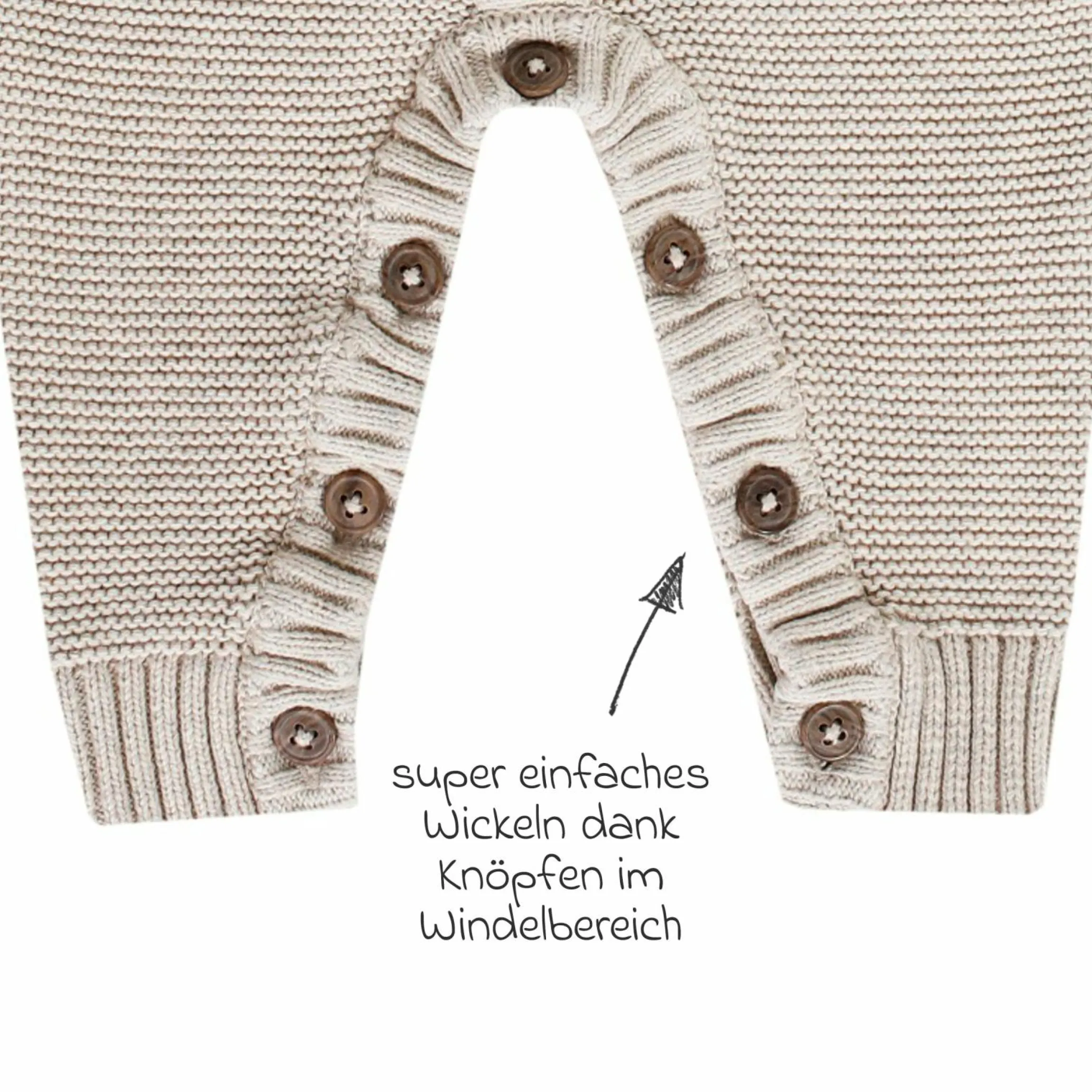 Strick-Overall - Beige Melange - Gr. 74