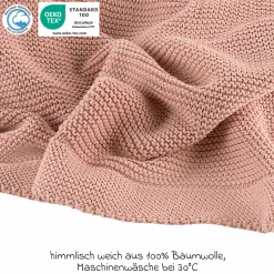 Strick-Schmusedecke leicht und atmungsaktiv perfekt für den Sommer 80 x 100 cm - Powder - Kollektion 2024