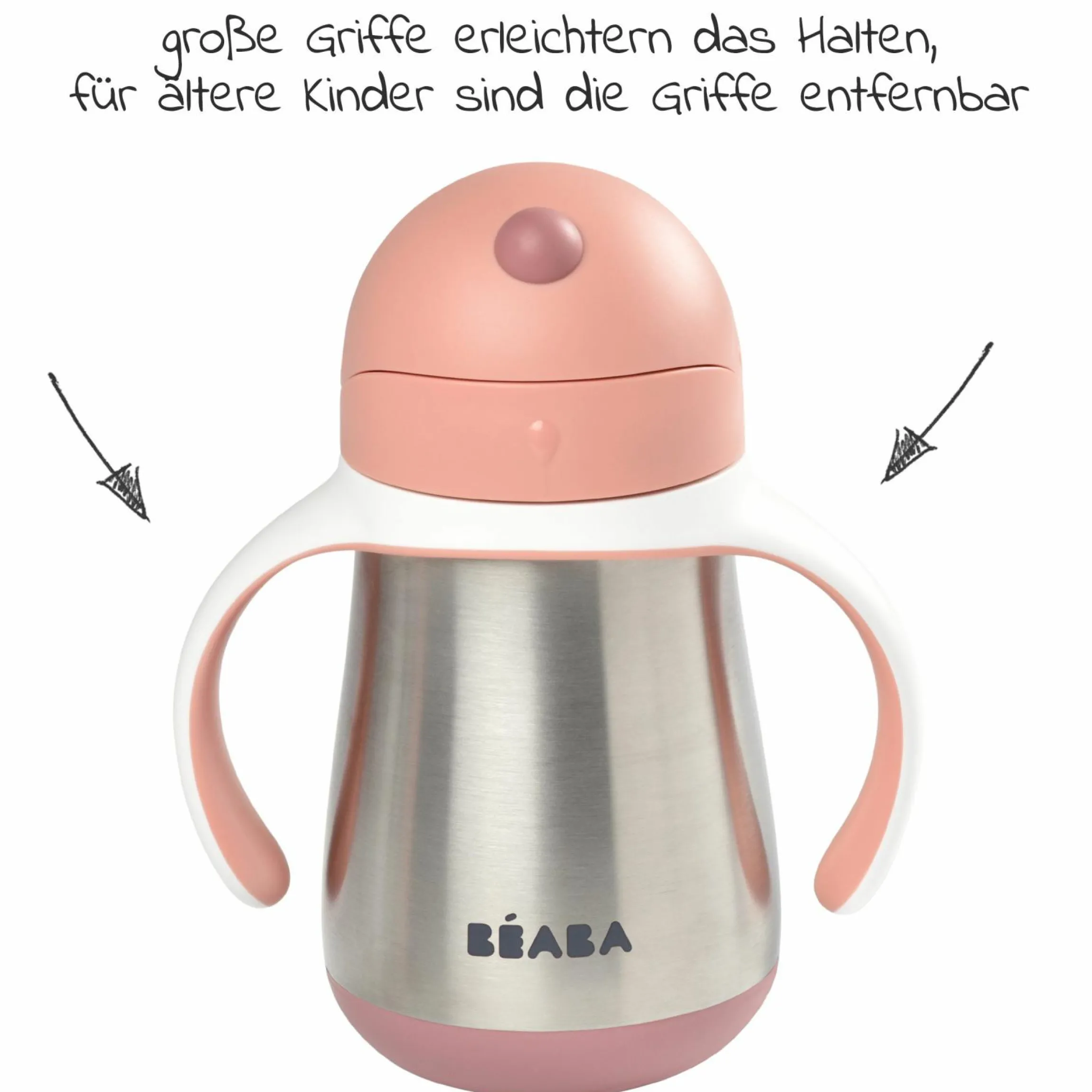 Strohhalmbecher Edelstahl - Old Pink - Gr. 250 ml