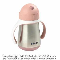 Strohhalmbecher Edelstahl - Old Pink - Gr. 250 ml