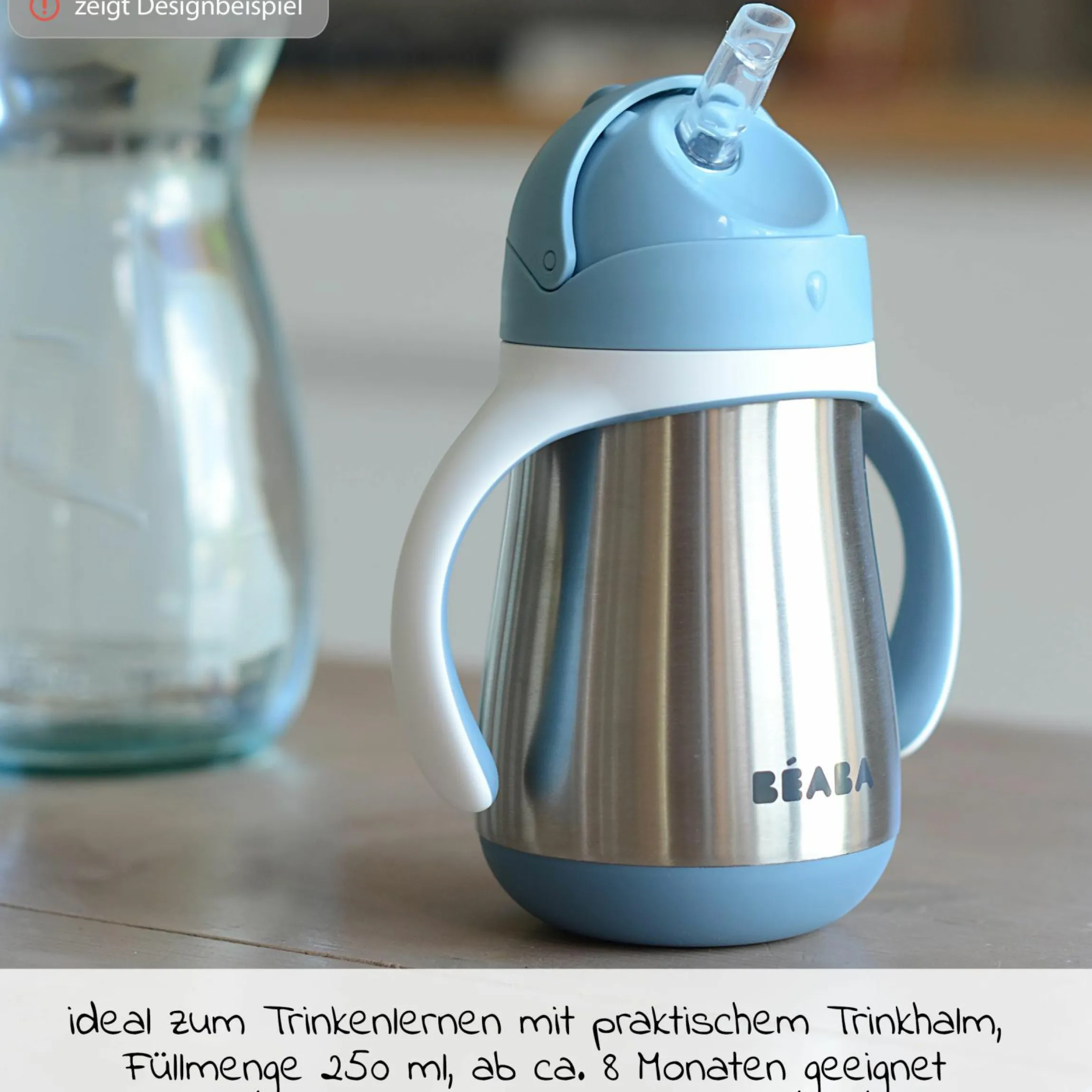 Strohhalmbecher Edelstahl - Windy Blue - Gr. 250 ml