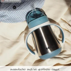 Strohhalmbecher Edelstahl - Windy Blue - Gr. 250 ml