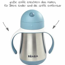 Strohhalmbecher Edelstahl - Windy Blue - Gr. 250 ml
