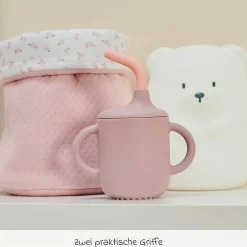 Strohhalm-Becher mit Griffen Silikon - Pink