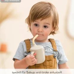 Strohhalm-Becher mit Griffen Silikon - Pink
