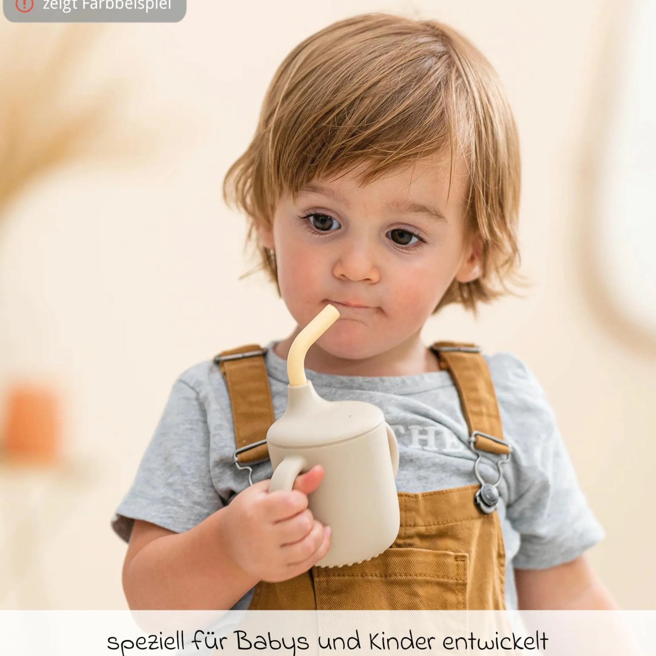 Strohhalm-Becher mit Griffen Silikon - Pink