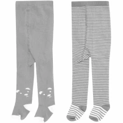 Strumpfhose 2er Pack - Bär Ringel Grau - Gr. 62/68