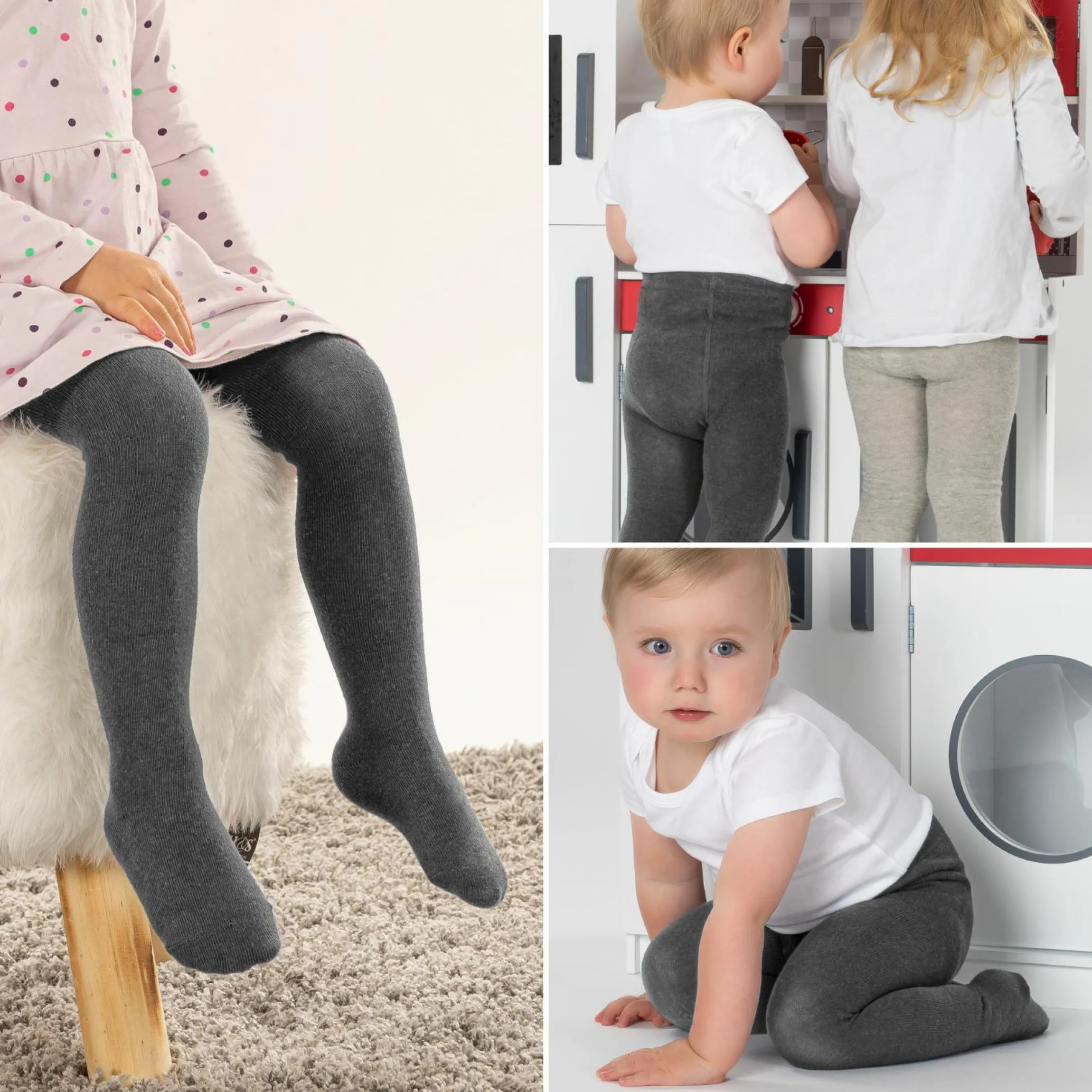 Strumpfhose 2er Pack - Dunkelgrau - Gr. 98/104