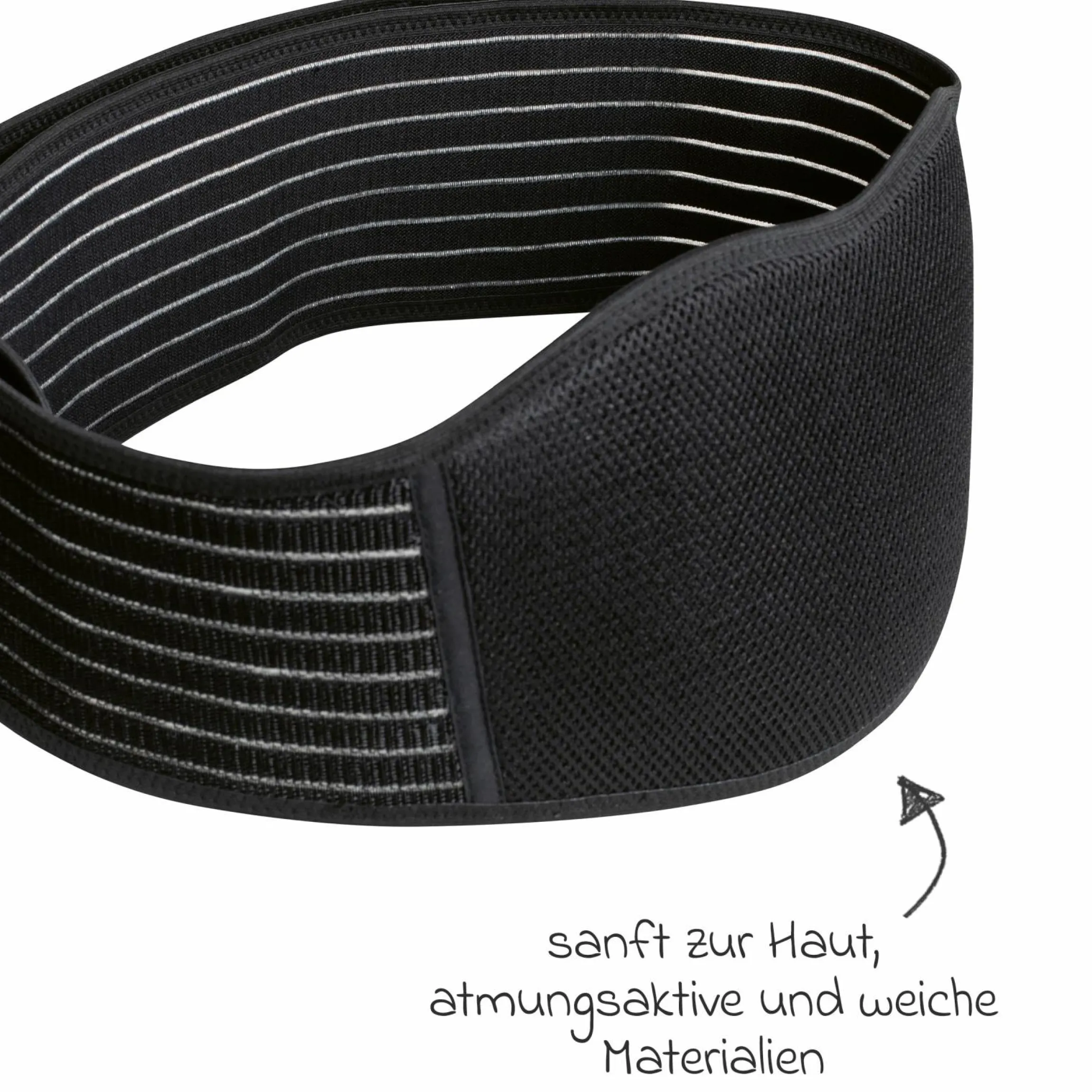 Stützgürtel Mama mit Klettverschluss, atmunksaktiv unterstützt den Babybauch & den Rücken - Schwarz