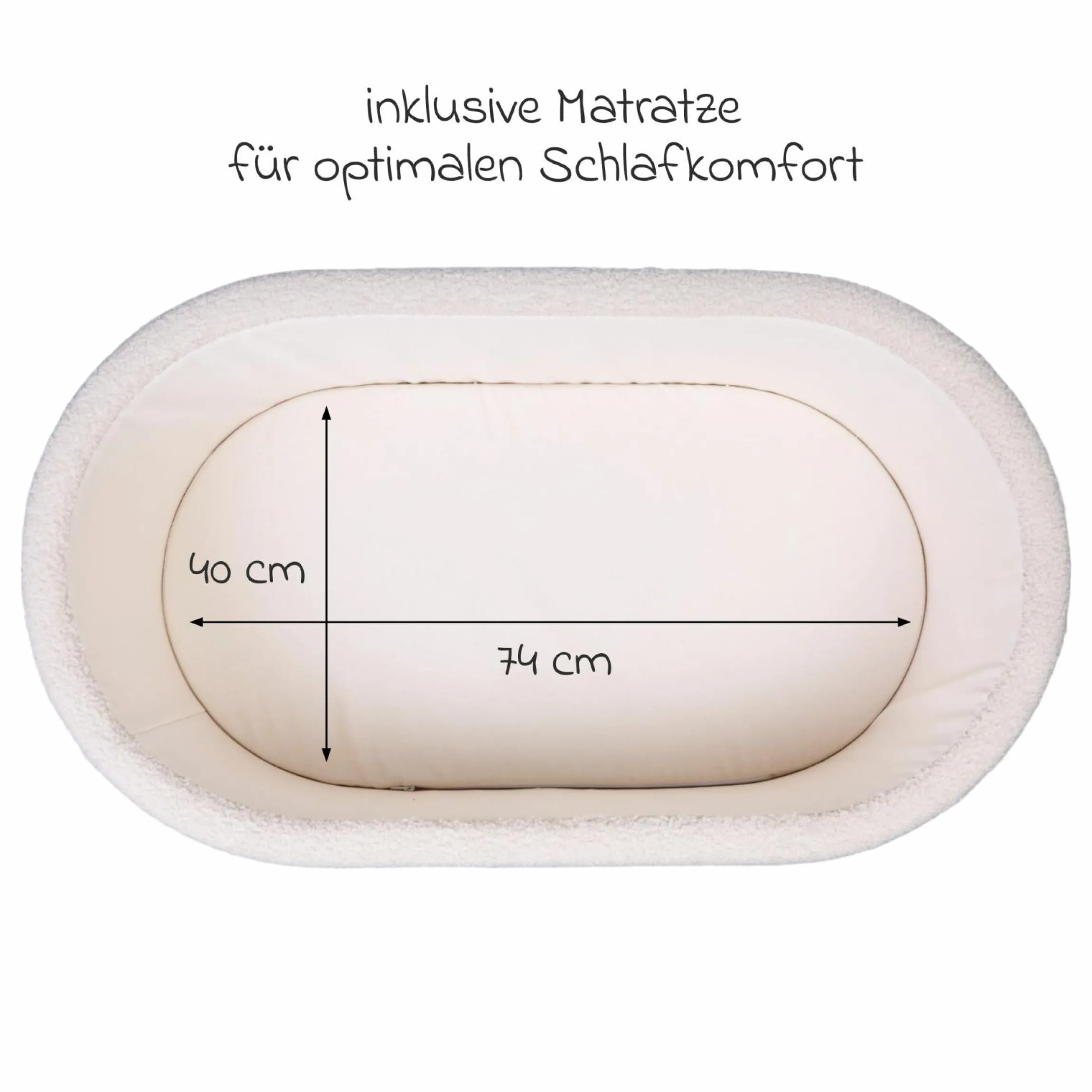 Stubenbett 2in1 Cradle - umbaubar zum Kindertisch & Aufbewahrungskorb - Teddy - Offwhite
