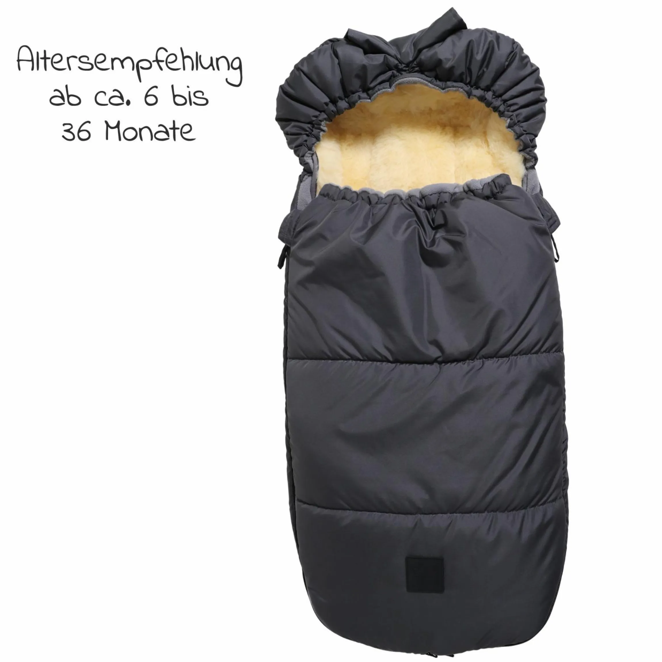 Thermo-Fleece Fußsack mit Lammfelleinlage Lukky Look für Joie-Kinderwagen - Anthrazit