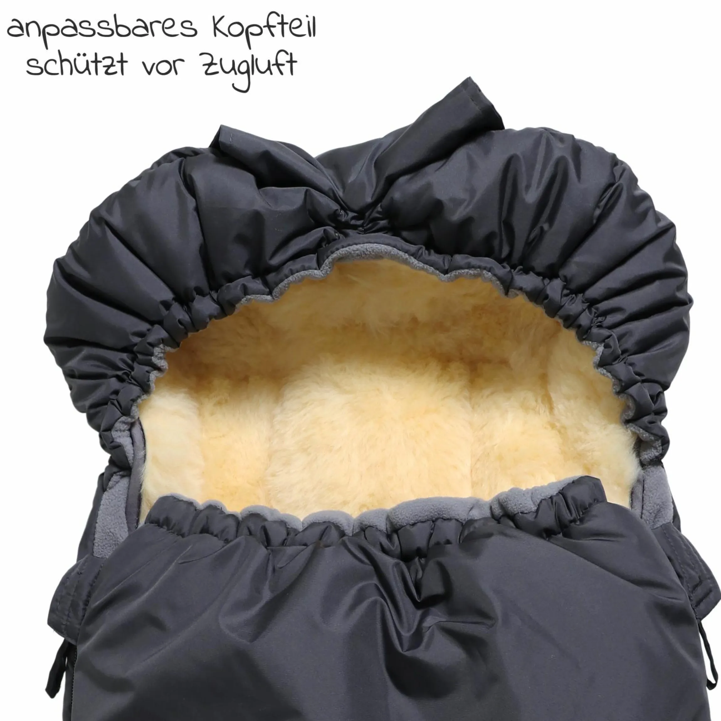 Thermo-Fleece Fußsack mit Lammfelleinlage Lukky Look für Joie-Kinderwagen - Anthrazit