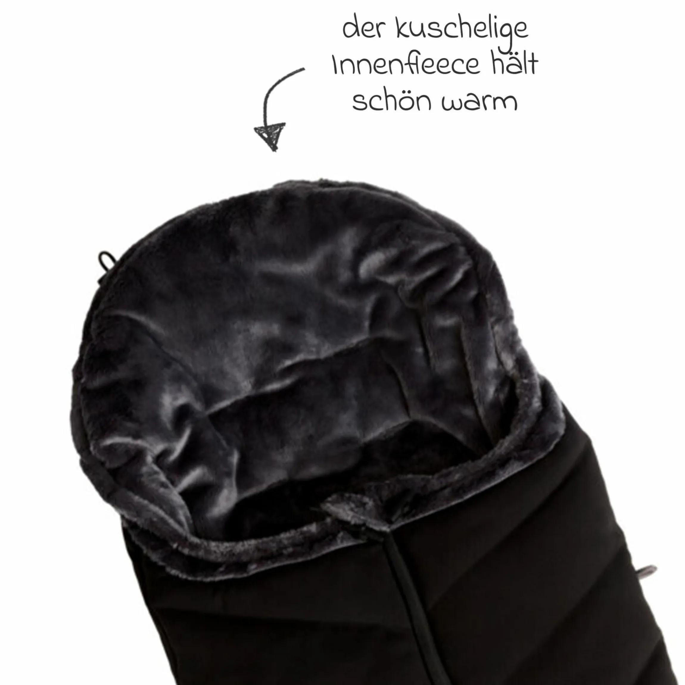Thermo-Fleece Fußsack mit verlängerbarem Fußteil - Schwarz - Kollektion 2025