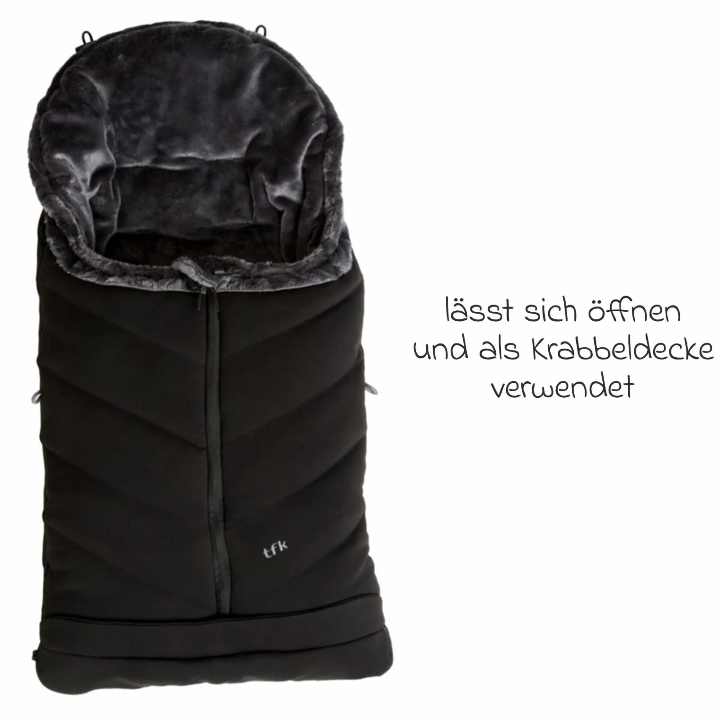 Thermo-Fleece Fußsack mit verlängerbarem Fußteil - Schwarz - Kollektion 2025