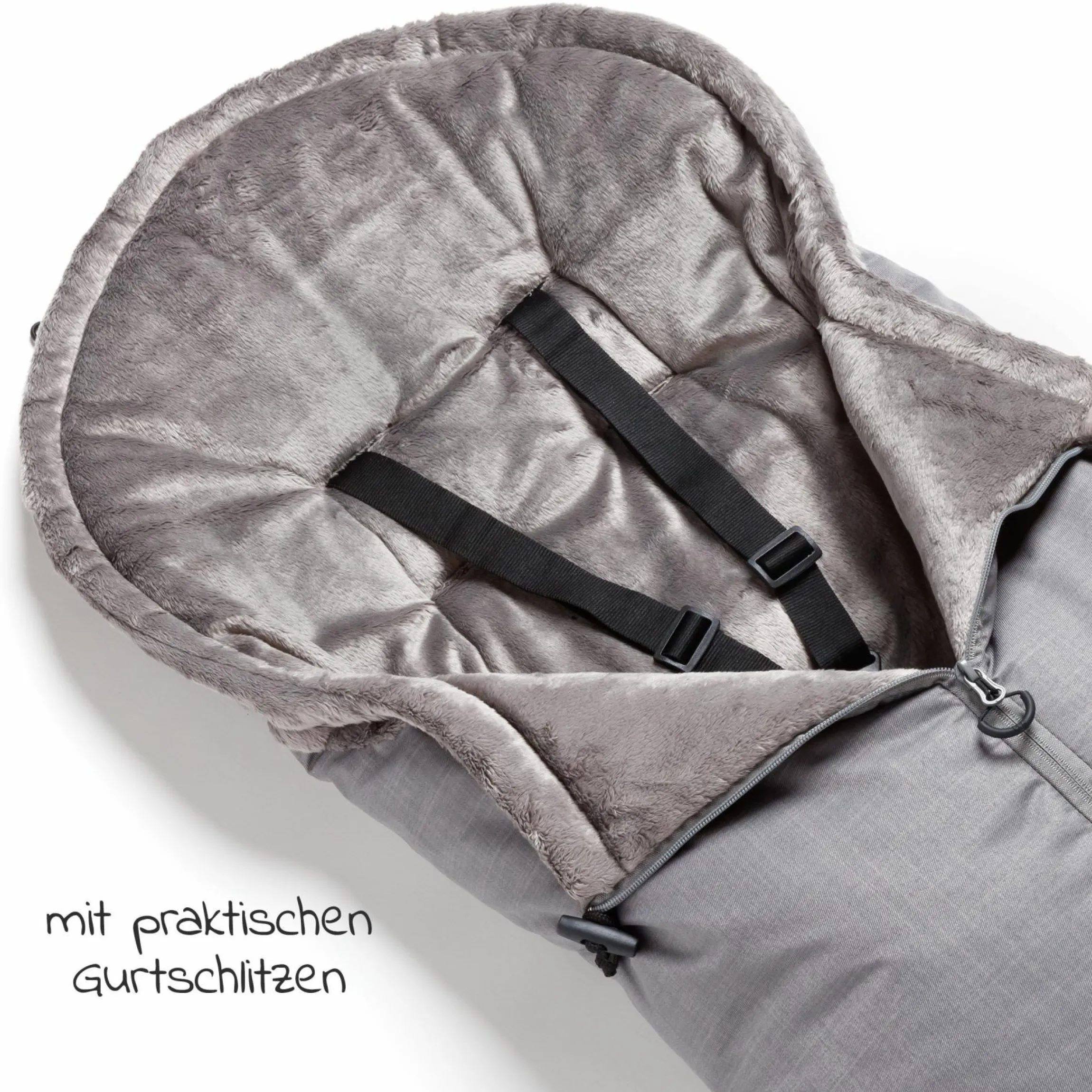 Thermo-Fleece Fußsack mit verlängerbarem Fußteil - Grau