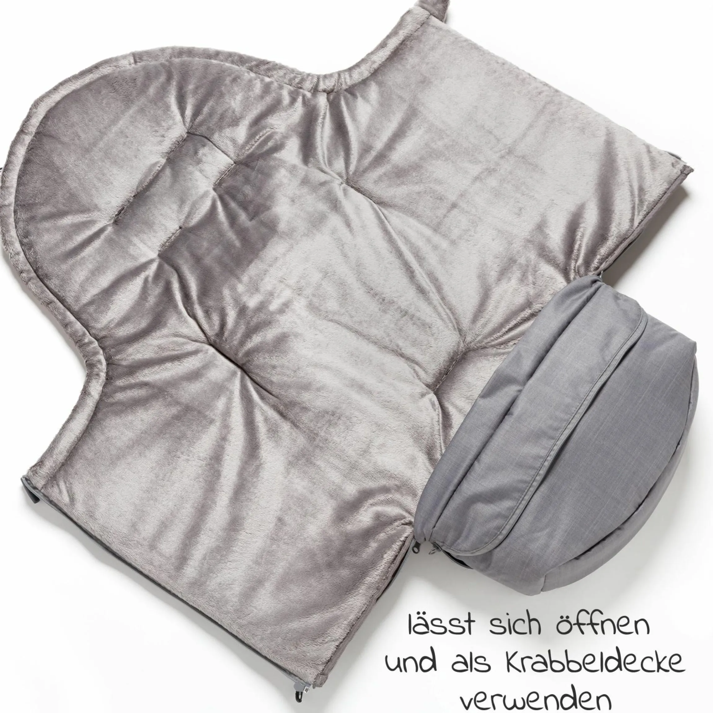 Thermo-Fleece Fußsack mit verlängerbarem Fußteil - Grau