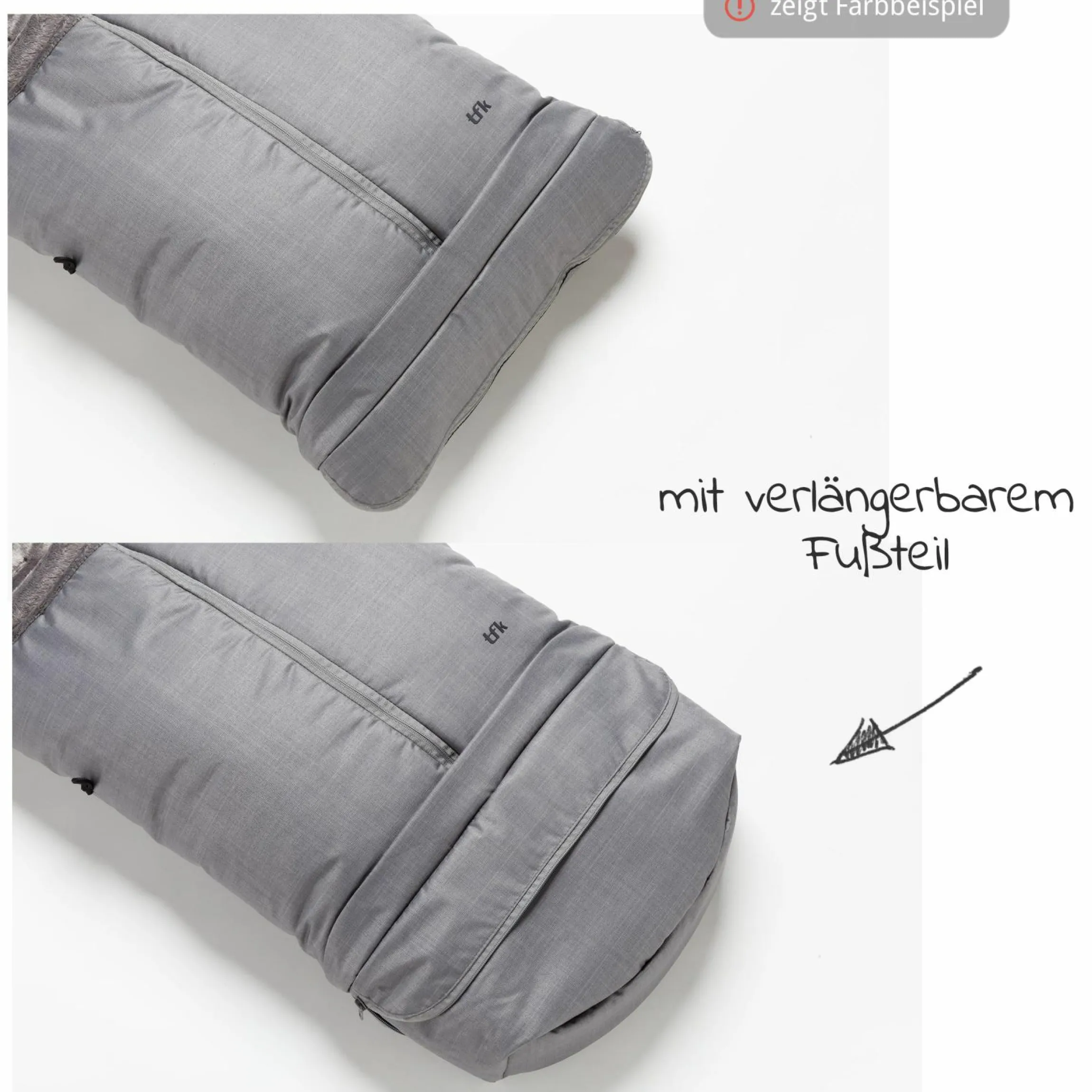 Thermo-Fleece Fußsack mit verlängerbarem Fußteil - Premium Grau